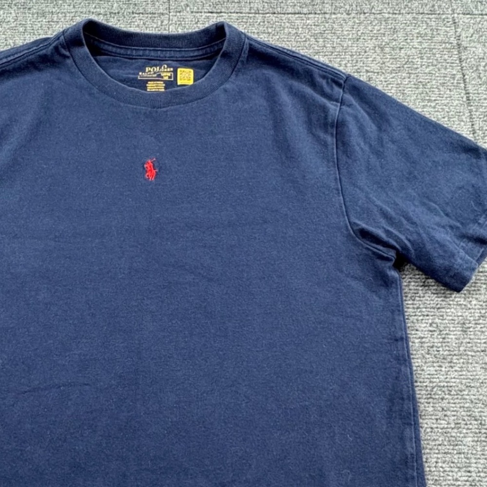 Polo Ralph Lauren Kids Navy Blue Short Sleeve T-Shirt Size L 14-16 Red Pony Logo